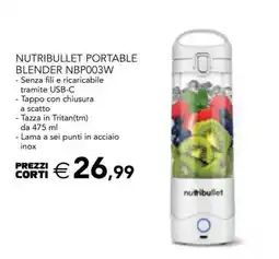 Esselunga NUTRIBULLET PORTABLE BLENDER NBP003W offerta