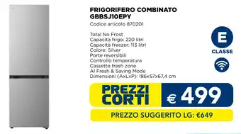 LG FRIGORIFERO COMBINATO GBBSJ10EPY