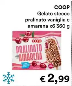 Coop COOP Gelato stecco pralinato vaniglia e amarena x6 360 g offerta