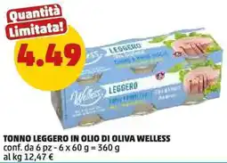 PENNY Tonno leggero in olio di oliva WELLESS offerta