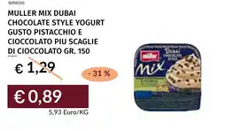 Prezzemolo e Vitale Muller mix dubai chocolate style yogurt gusto pistacchio e cioccolato piu scaglie di cioccolato offerta