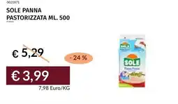Prezzemolo e Vitale Sole panna pastorizzata offerta
