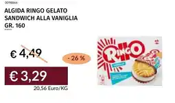 Prezzemolo e Vitale Algida ringo gelato sandwich alla vaniglia offerta