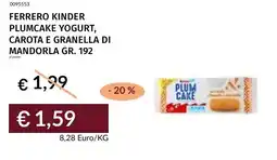 Prezzemolo e Vitale Ferrero kinder plumcake yogurt, carota e granella di mandorla offerta