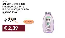 Prezzemolo e Vitale Garnier ultra dolce shampoo lisciante infuso di acqua di riso & amido offerta