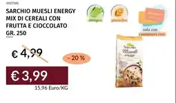 Prezzemolo e Vitale Sarchio muesli energy mix di cereali con frutta e cioccolato offerta