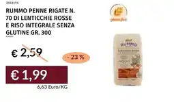 Prezzemolo e Vitale Rummo penne rigate n. 70 di lenticchie rosse e riso integrale senza glutine offerta