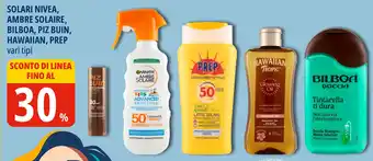 Solari nivea, ambre solaire, bilboa, piz buin, hawaiian, prep
