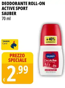Tigros Deodorante roll-on active sport SAUBER offerta
