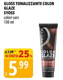 Tigros Gloss tonalizzante color glaze SYOSS offerta