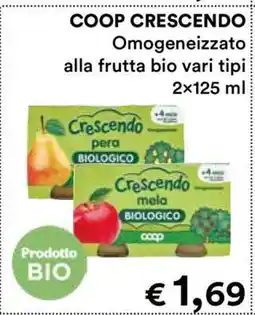 Coop COOP CRESCENDO Omogeneizzato alla frutta bio vari tipi offerta