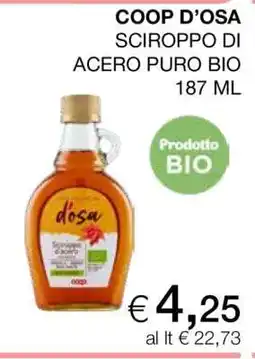 Coop COOP D’OSA SCIROPPO DI ACERO PURO BIO 187 ML offerta
