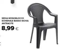 Oasi Sedia monoblocco schienale basso ischia antracite offerta
