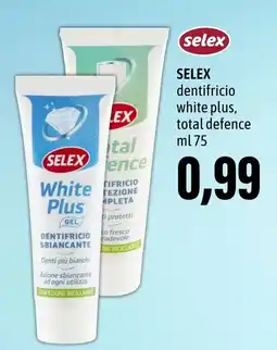 Madis SELEX dentifricio white plus, total defence offerta