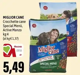 Madis MIGLIOR CANE Crocchette cane Special Menù, Active Manzo offerta