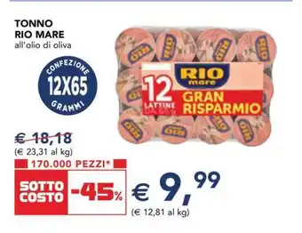 Esselunga Tonno Rio Mare all'olio di oliva offerta
