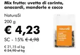 NaturaSì Mix frutta: uvetta di corinto, anacardi, mandorle e cocco NaturaSì offerta