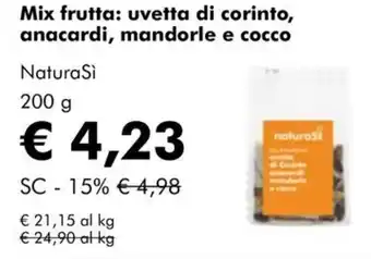 Mix frutta: uvetta di corinto, anacardi, mandorle e cocco NaturaSì