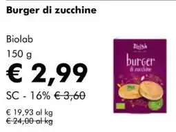 NaturaSì Burger di zucchine Biolab offerta