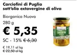 NaturaSì Carciofini di Puglia sott'olio extavergine di oliva Biorganica Nuova offerta
