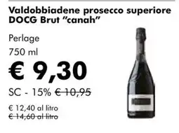 NaturaSì Valdobbiadene prosecco superiore DOCG Brut "canah" Perlage offerta