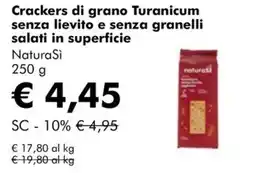 NaturaSì Crackers di grano Turanicum senza lievito e senza granelli salati in superficie NaturaSì offerta
