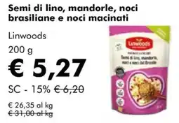 NaturaSì Semi di lino, mandorle, noci brasiliane e noci macinati Linwoods offerta
