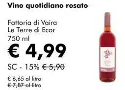 NaturaSì Vino quotidiano rosato Fattoria di Vaira Le Terre di Ecor offerta