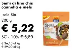 NaturaSì Semi di lino chia cannella e mela Isola Bio offerta