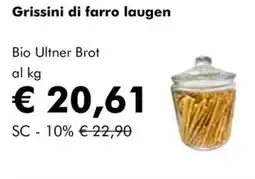 NaturaSì Grissini di farro laugen Bio Ultner Brot offerta