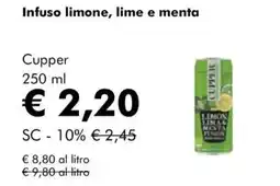 NaturaSì Infuso limone, lime e menta Cupper offerta