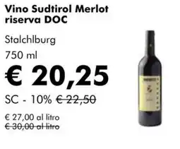 NaturaSì Vino Sudtirol Merlot riserva DOC Stalchlburg offerta