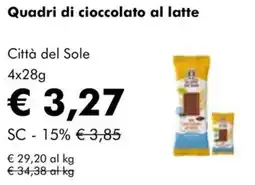 NaturaSì Quadri di cioccolato al latte Città del Sole offerta