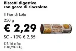 NaturaSì Biscotti digestive con gocce di cioccolato Il Fior di Loto offerta