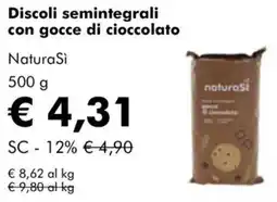 NaturaSì Discoli semintegrali con gocce di cioccolato NaturaSì offerta