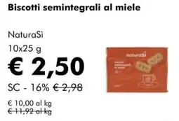 NaturaSì Biscotti semintegrali al miele NaturaSì offerta