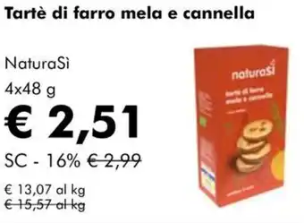 NaturaSì Tartè di farro mela e cannella NaturaSì offerta