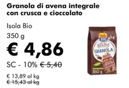 NaturaSì Granola di avena integrale con crusca e cioccolato Isola Bio offerta