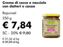 NaturaSì Crema di cocco e nocciole con datteri e cacao Rapunzel offerta