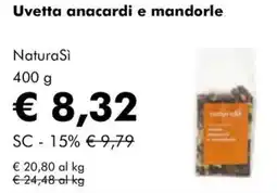 NaturaSì Uvetta anacardi e mandorle NaturaSì offerta