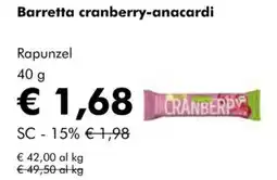 NaturaSì Barretta cranberry-anacardi Rapunzel offerta