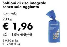 NaturaSì Soffioni di riso integrale senza sale aggiunto NaturaSì offerta