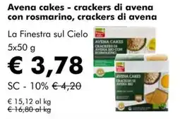 NaturaSì Avena cakes - crackers di avena con rosmarino, crackers di avena La Finestra sul Cielo offerta