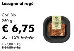 NaturaSì Lasagne al ragù Così Bio offerta