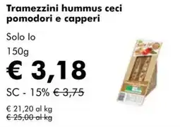 NaturaSì Tramezzini hummus ceci pomodori e capperi Solo lo offerta