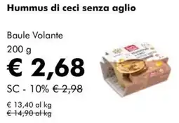 NaturaSì Hummus di ceci senza aglio Baule Volante offerta