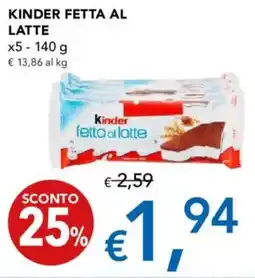 Migross Supermercati e Market Kinder fetta al latte x5 offerta