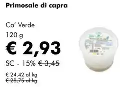 NaturaSì Primosale di capra Ca' Verde offerta
