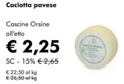 NaturaSì Caciotta pavese Cascine Orsine offerta