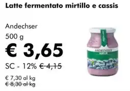 NaturaSì Latte fermentato mirtillo e cassis Andechser offerta